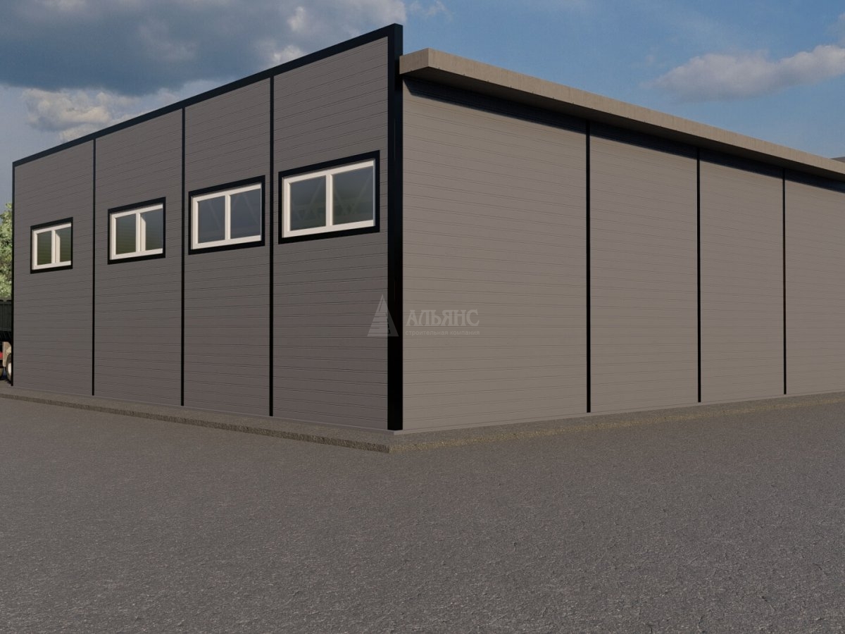 3D визуализация Гараж для грузовых автомобилей из сэндвич панелей - фото 2