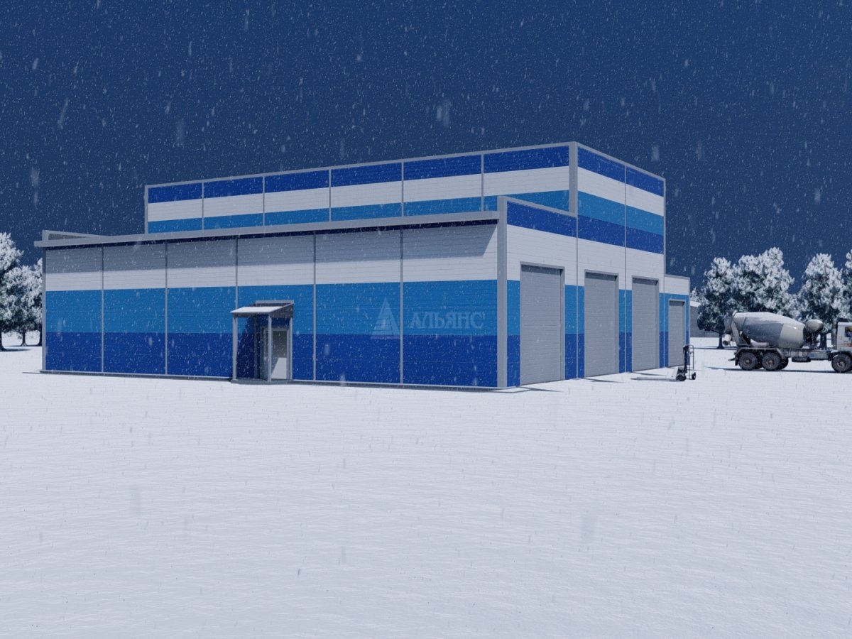 3D визуализация Грузовое СТО из сэндвич-панелей - фото 4