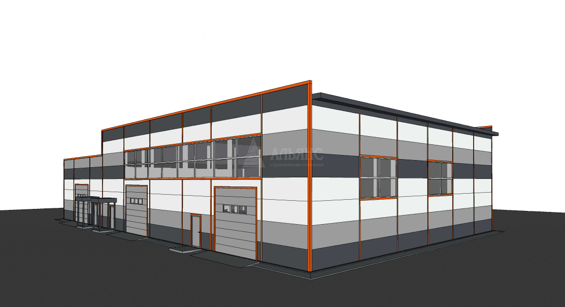 3D визуализация Проект СТО из сэндвич-панелей - фото 8