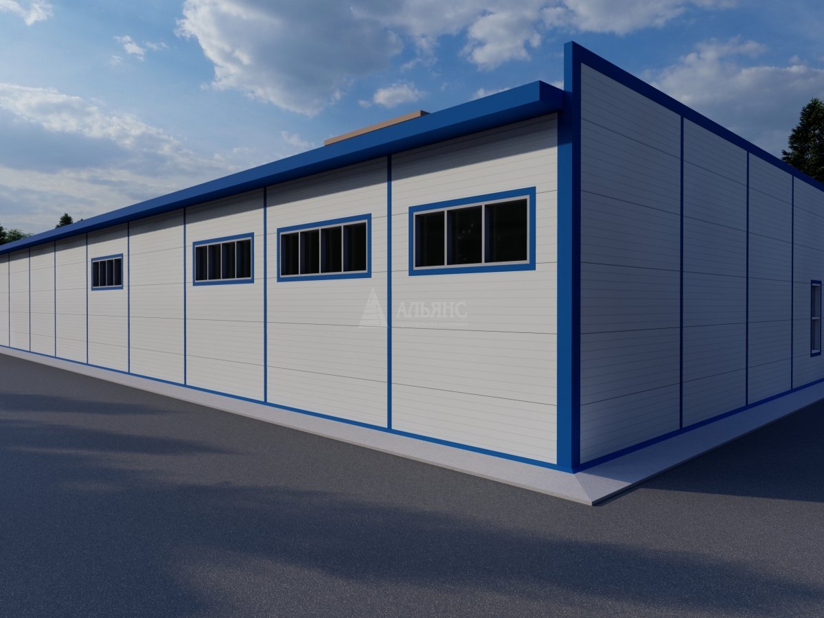 3D визуализация Производственное здание из сэндвич-панелей - фото 4